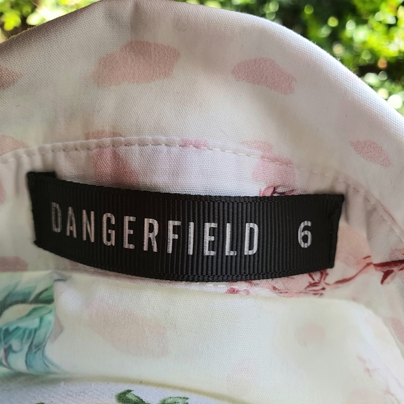 Dangerfield Floral Front Tie Shirt Sz 6 - Picture 7 of 11